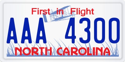 NC license plate AAA4300