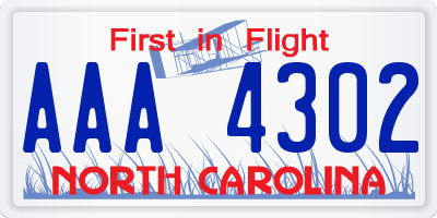 NC license plate AAA4302