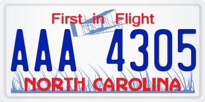 NC license plate AAA4305