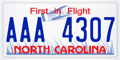 NC license plate AAA4307