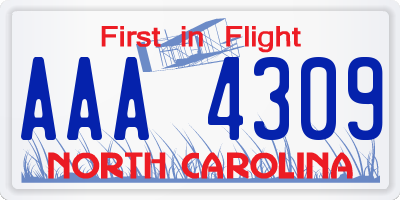 NC license plate AAA4309