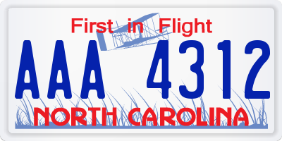 NC license plate AAA4312