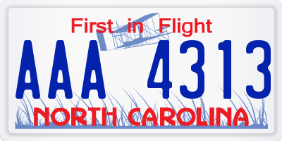 NC license plate AAA4313