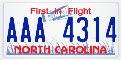 NC license plate AAA4314