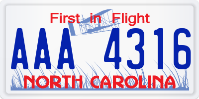 NC license plate AAA4316