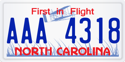 NC license plate AAA4318