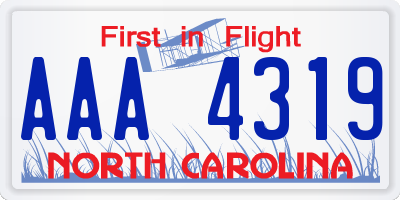 NC license plate AAA4319