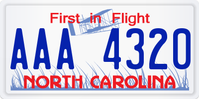 NC license plate AAA4320