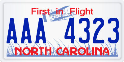 NC license plate AAA4323