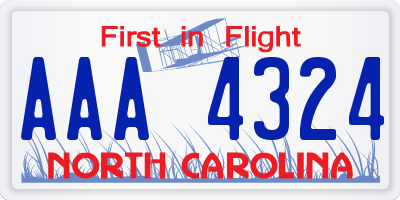 NC license plate AAA4324