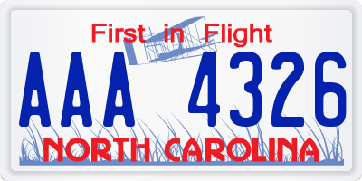 NC license plate AAA4326