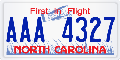 NC license plate AAA4327