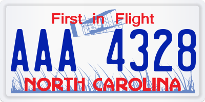 NC license plate AAA4328