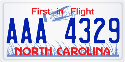 NC license plate AAA4329