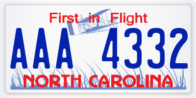 NC license plate AAA4332