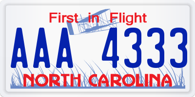 NC license plate AAA4333