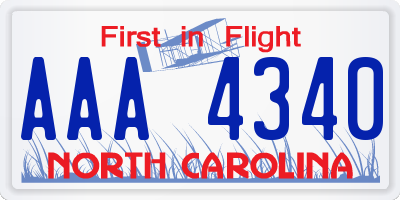 NC license plate AAA4340