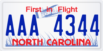 NC license plate AAA4344