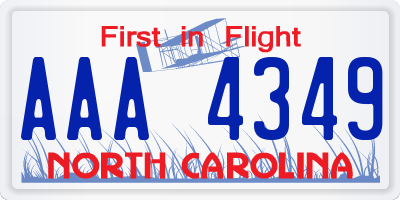 NC license plate AAA4349