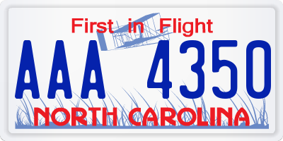 NC license plate AAA4350