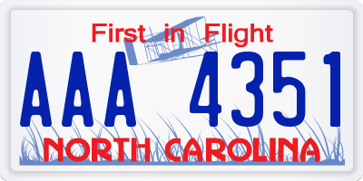 NC license plate AAA4351