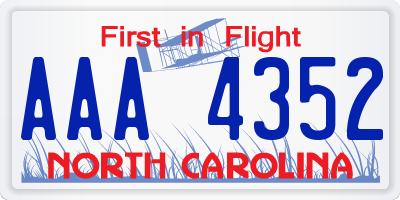 NC license plate AAA4352