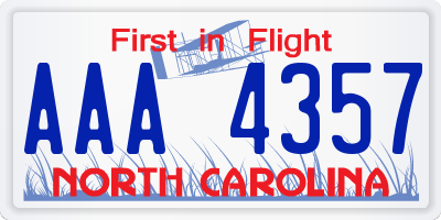 NC license plate AAA4357