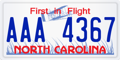 NC license plate AAA4367