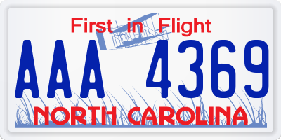 NC license plate AAA4369