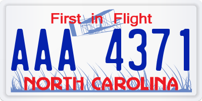 NC license plate AAA4371