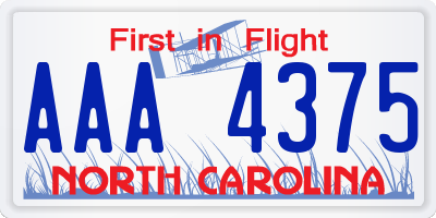 NC license plate AAA4375