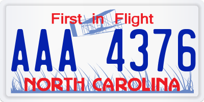 NC license plate AAA4376