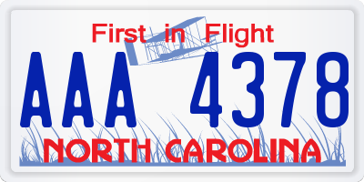 NC license plate AAA4378