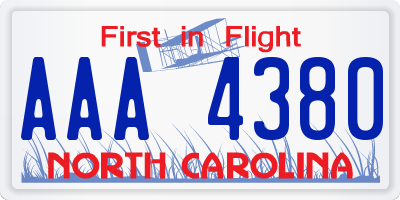 NC license plate AAA4380