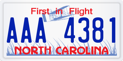 NC license plate AAA4381