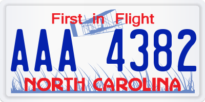 NC license plate AAA4382