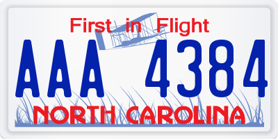 NC license plate AAA4384