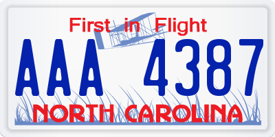 NC license plate AAA4387