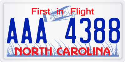 NC license plate AAA4388