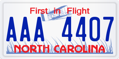 NC license plate AAA4407