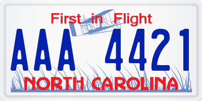 NC license plate AAA4421