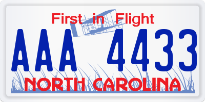 NC license plate AAA4433