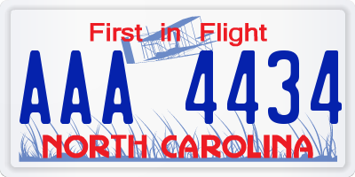 NC license plate AAA4434
