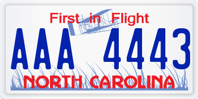 NC license plate AAA4443