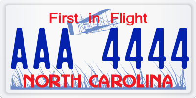 NC license plate AAA4444