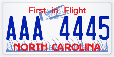 NC license plate AAA4445