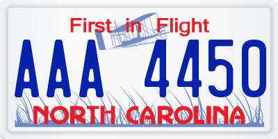 NC license plate AAA4450