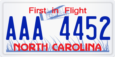 NC license plate AAA4452