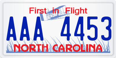 NC license plate AAA4453