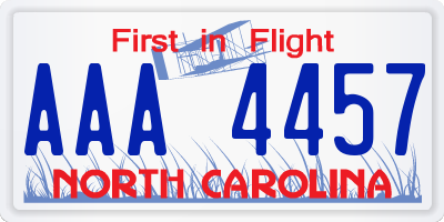 NC license plate AAA4457